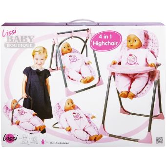 Chaise Haute 4 En 1 Pour Poupee Jusqu A 40 Cm Non Incluse Lissi Dolls a Accessoire Poupee Achat Prix Fnac