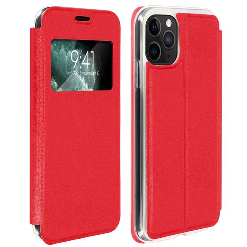 Housse pour iPhone 11 Pro Max Fenêtre d'affichage Porte-carte Support Video rouge