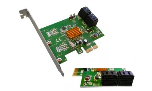 Carte Contrôleur SATA III 4 PORTS - PCIE 1X CHIPSET MARVELL 88SE9215 Nouvelle version