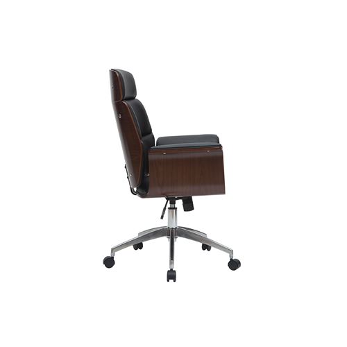 Fauteuil De Bureau Design Noir Et Bois Fonce Elon Achat Prix Fnac
