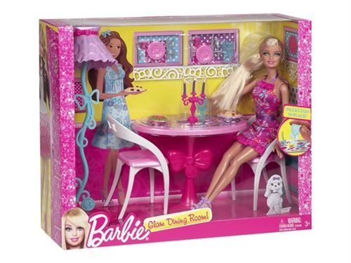 Barbie Glamour Salon avec table pour diner en amoureux Mattel Accessoire poupee Achat prix fnac