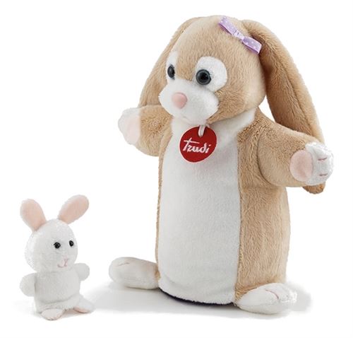 Trudi main et doigt marionnette lapin blanc/brun 23 cm