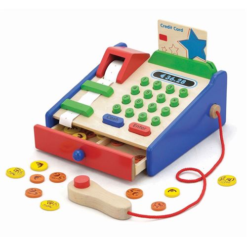Viga Toys caisse enregistreuse pour jouets en bois 18 cm multicolore