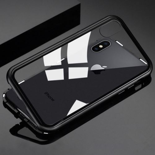 Coque Verre Trempe IPHONE 8 Magnetique Transparente Protection Integrale (NOIR)