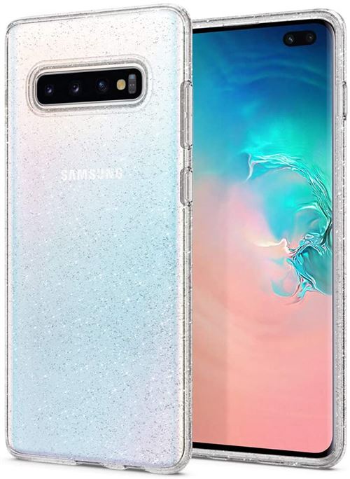 Spigen Liquid Crystal Glitter - Achterzijde behuizing voor mobiele telefoon - thermoplastic polyurethaan (TPU) - kristalkwarts - voor Samsung Galaxy S10+
