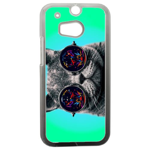 Coque Chat Fun À Lunette Compatible Htc One 2 M8 Transparent