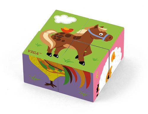 Viga Toys puzzle blocs animaux de la ferme 4 blocs