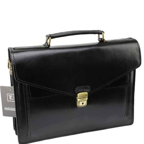 Serviette cartable pour homme en cuir véritable.