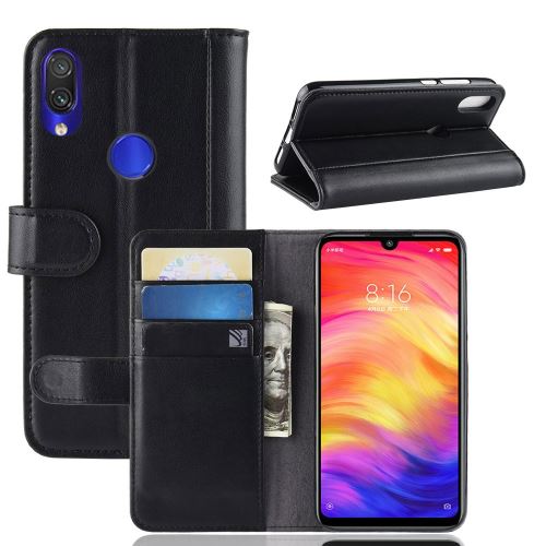 Etui en cuir véritable noir pour votre Xiaomi Redmi Note 7