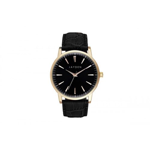 Montre Mixte Jayden à Quartz Cadran Noir 42*47mm Et Bracelet Noir En Cuir JD405