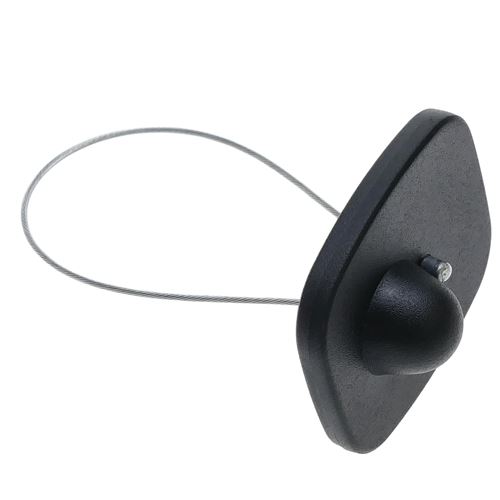 Étiquette anti-vol compatible EAS RF 8.2MHz 48x42mm noir avec câble en acier