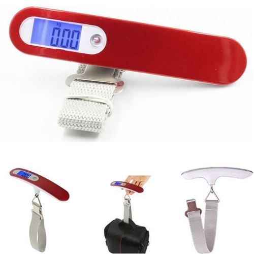 Pese Bagage Electronique Max 50Kg/110Lb/Fonction Tare (Rouge, Pile Fournie) Vshop