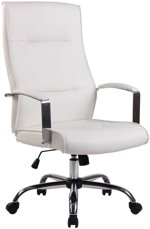 Fauteuil de bureau Portland en Similicuir avec Accoudoirs - Réglable en Hauteur et Pivotant - Piètement métal chromé - Couleur Blanc