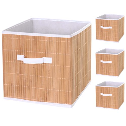 4x boîte de rangement pliable MENDLER HWC-C21, bambou nature