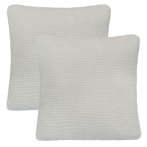 vidaXL Sierkussens 45x45 cm zwaar gebreid katoen gebroken wit 2 st