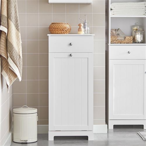 SoBuy® BZR21-W Meuble Bas de Salle de Bain Armoire Toilette Meuble de Rangement Corbeille