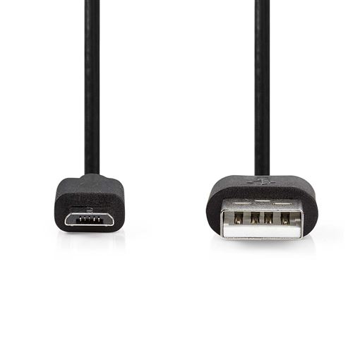 Nedis - Câble USB - USB (M) pour Micro-USB Type B (M) - USB 2.0 - 50 cm - rond - noir