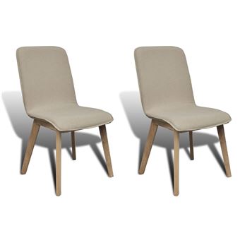 vidaXL Chaise de salle à manger 2 pcs avec cadre en chêne Tissu Beige vidaXL Chaise de salle à manger 2 pcs avec cadre en chêne Tissu Beige