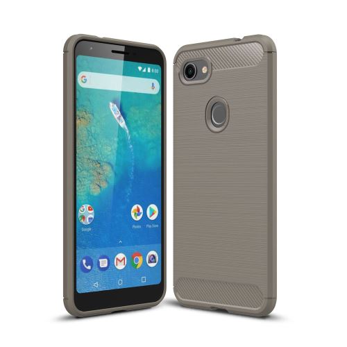 Coque en TPU fibre de carbone gris pour votre Google Pixel 3 XL Lite