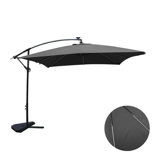 Solenzara Néon gris : parasol LED déporté 3x3m