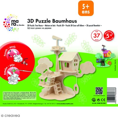 Puzzle 3D en bois à monter - Maison d'arbre - 37 pcs