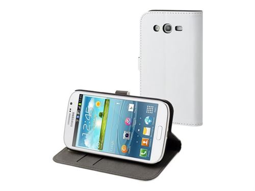 Muvit Slim Folio - Flip cover voor mobiele telefoon - hoge kwaliteit PU - wit - voor Samsung Galaxy Grand Lite, Grand Neo