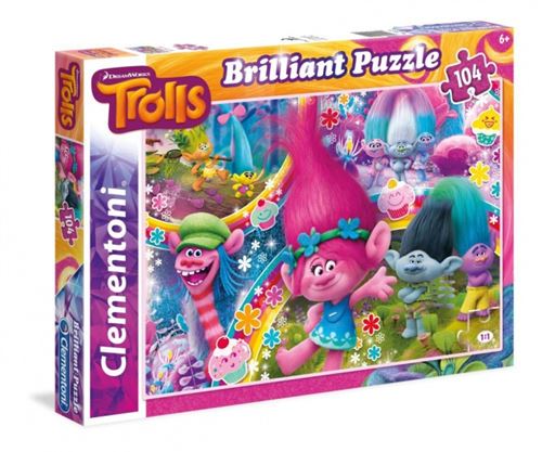 Puzzle 104 Pièces : Puzzle Brillant - Trolls, Clementoni