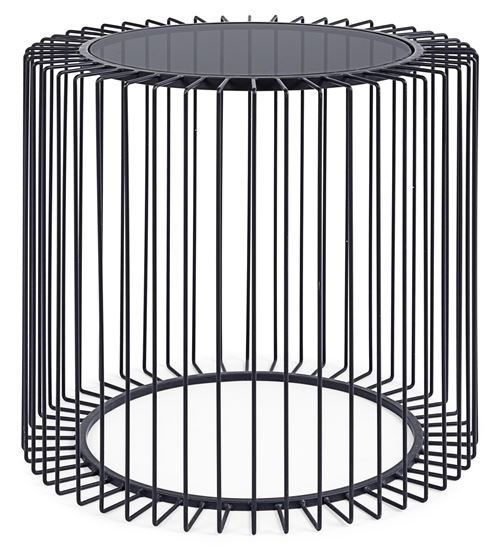 Table d'appoint en acier et verre trempé coloris noir - Ø50 x H.48 cm -PEGANE-