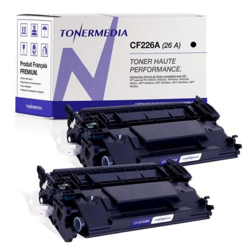 Tonermedia Noir - X2 Toner Hp Cf226x Cf226a 26X 26A Compatibles (2 )