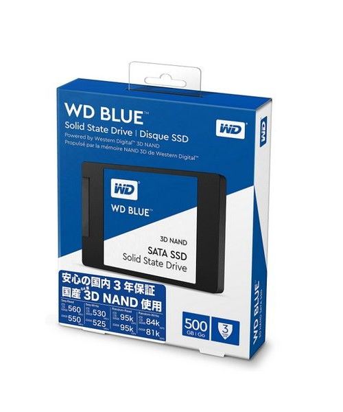Disque SSD SATA WD Blue 3D NAND WDS500G2B0A - SSD - 500 Go - interne - 2.5" - SATA 6Gb/s