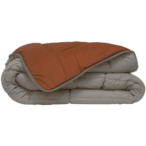 POYET MOTTE Couette Microfibre 400g/m2 CALGARY - 240 x 260 cm - Gris galet et Marron gimgembre