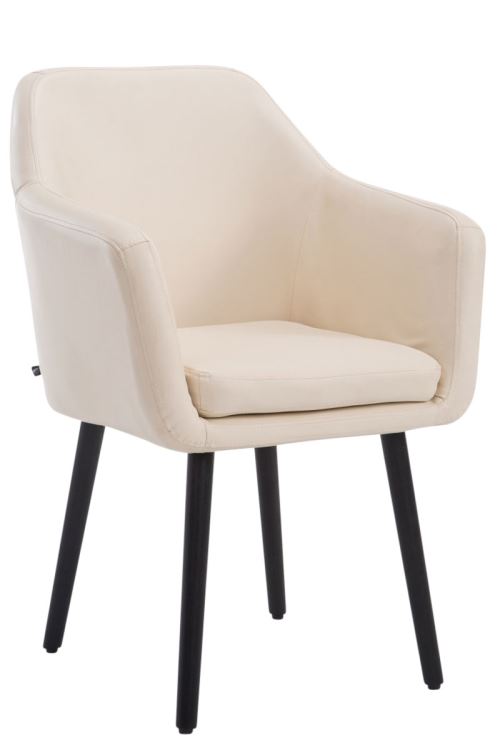 Chaise de salle à manger Utrecht Similicuir - Piètement Noir - Siège Crème