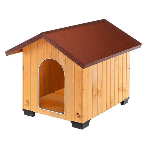 Ferplast Niche pour chiens pour l'extérieur DOMUS EXTRA LARGE en bois FSC, Pieds isolants en plastique, Grille pour l'aération, Porte anti-morsures en aluminium