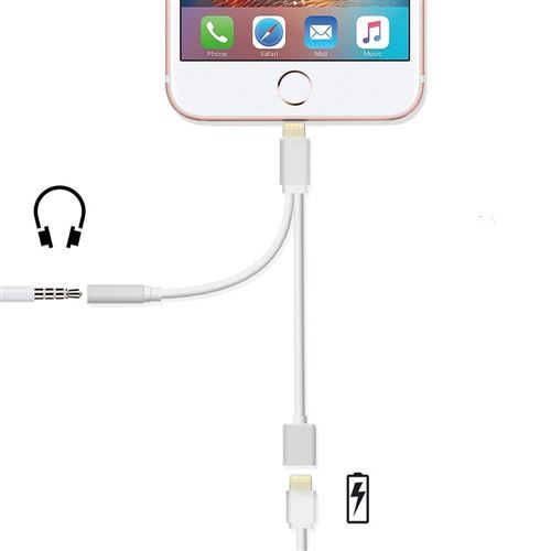 44 Sur Ineck Iphone 7 Adaptateur 2 En 1 Adaptateur Lightning Cable Avec 3 5mm Ecouteur Jack Adaptateur Chargeur Avec Prise Casque Jack Pour Iphone 8 X 7 7 Plus 6s 6 Ipod
