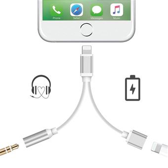 INECK® iphone 7 Adaptateur 2 en 1 Adaptateur Lightning Câble avec 3.5mm  Ecouteur Jack Adaptateur Chargeur avec Prise Casque Jack pour iPhone 8 X 7  7 Plus 6S 6 iPod iPad 