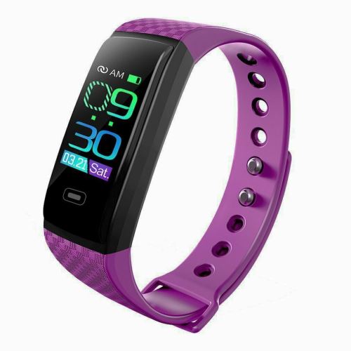 Montre Connectée Femmes Homme Bracelet Connecté Cardiofréquencemètre Smartwatch Podomètre Fitness Tracker d’Activité Tension violet