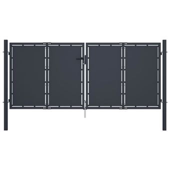 vidaXL Portail de jardin Acier 300 x 125 cm Anthracite - 1