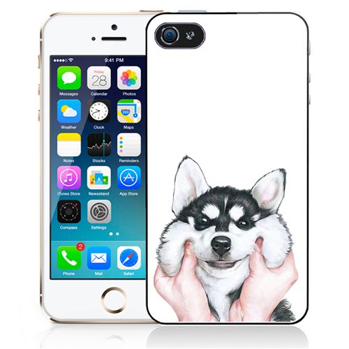 Coque pour iPhone 5C chien husky joues