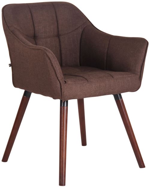 Chaise de salle à manger Falun en tissu - Piètement en bois de Hêtre Noyer - Assise Marron
