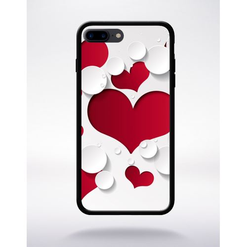 Coque Coeurs Compatible Apple Iphone 7 Plus Bord Noir Silicone