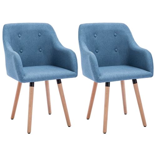 vidaXL Chaise à dîner 2 pcs Revêtement en tissu 55x55x84 cm Bleu