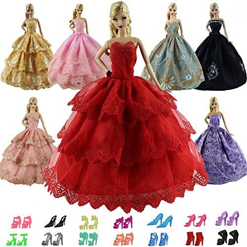 ZITA ELEMENT Lot 5 Mode Mode Vêtements Faits À La Main Robe +10 Chaussures pour Poupée Barbie CADEAU DE XMAS