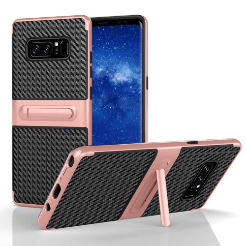 Galaxy Note 8 Coque Protection Plastique Effet Tissus avec Support Rose ALS52032