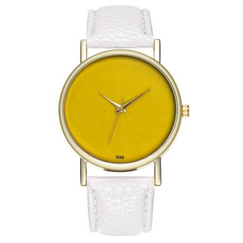 Montre simple et élégante à bracelet en cuir pour homme montre à quartz pour femme coréenne T243-Ablanc