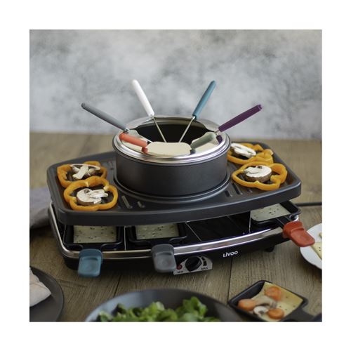 Livoo DOC233 - Raclette/gril/fondue - 1.6 litres - 1.1 kWatt - noir