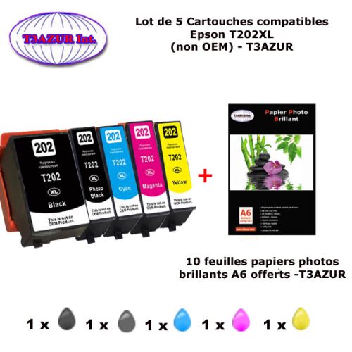 5 cartouches compatibles Epson T202XL pour Epson Expression premium XP6000