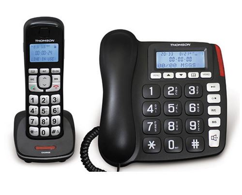 Thomson Serea Combi - Filaire/sans fil - système de répondeur avec ID d appelant - DECT\GAP - noir + combiné supplémentaire