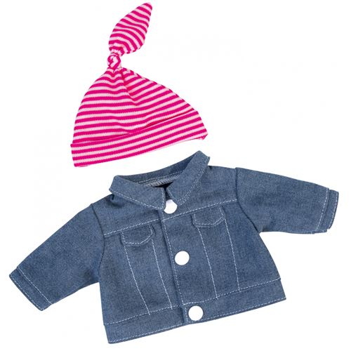 Bayer Veste en jean avec capuche poupée 30cm bleu / rose