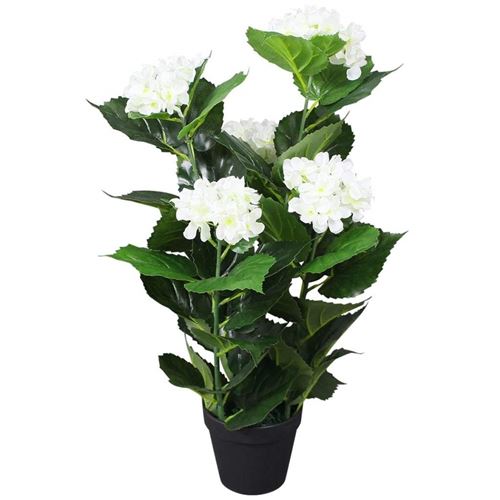 Vidaxl - Plante hortensia artificielle avec pot 60 cm Blanc Blanc