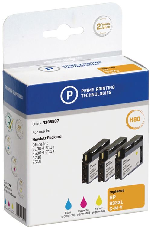Prime Printing Technologies 4185907 Cartouche de remplacement Hp Cn055ae Cyan / Magenta / Jaune 13 Ml